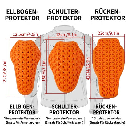 Abnehmbare CE-Level 2 Motorrad Protektoren für Jacken (Rücken, Schultern, Ellbogen)
