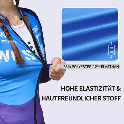 Damen Fahrradtrikot Langarm – Atmungsaktives Radtrikot mit 3 Rückentaschen