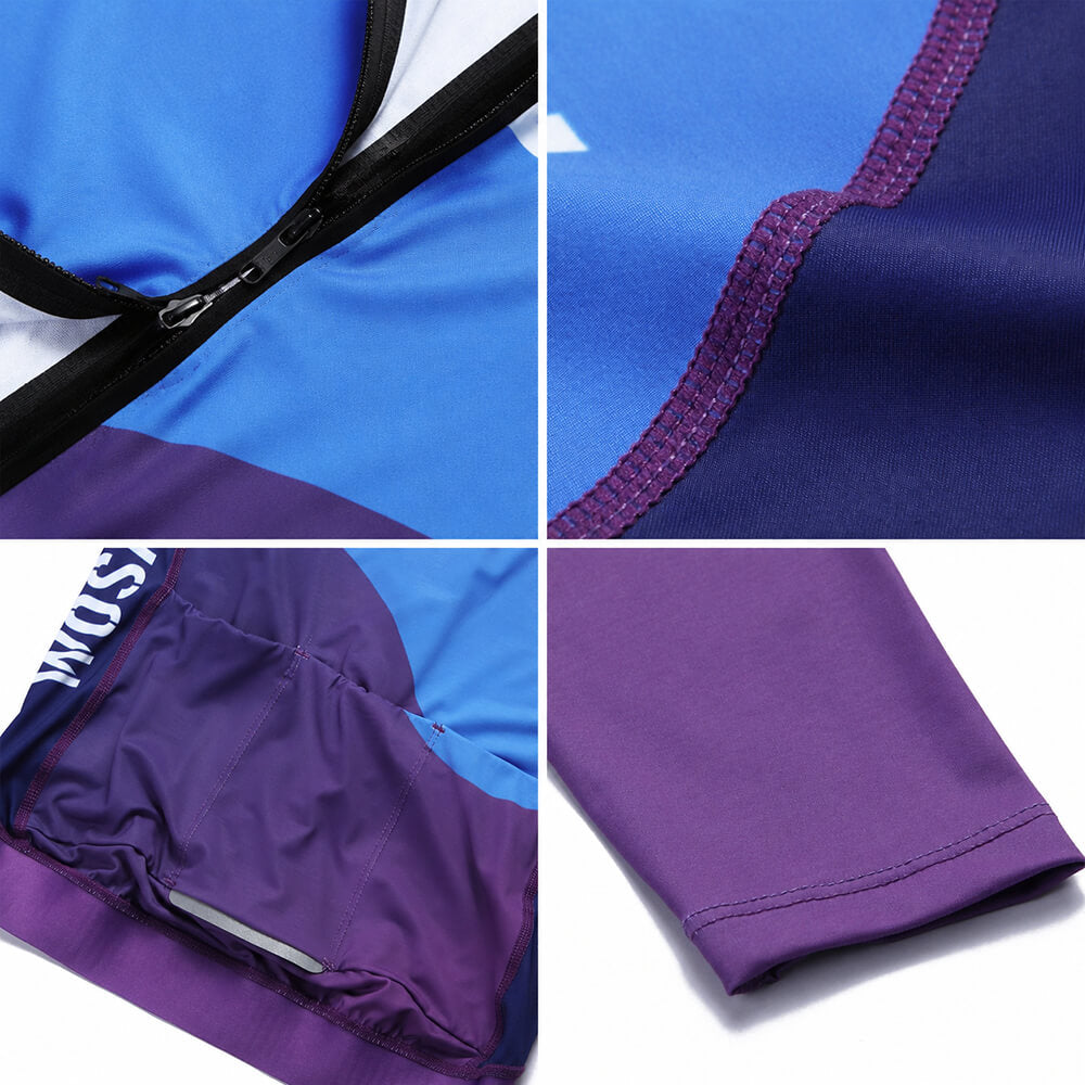 Damen Fahrradtrikot Langarm – Atmungsaktives Radtrikot mit 3 Rückentaschen