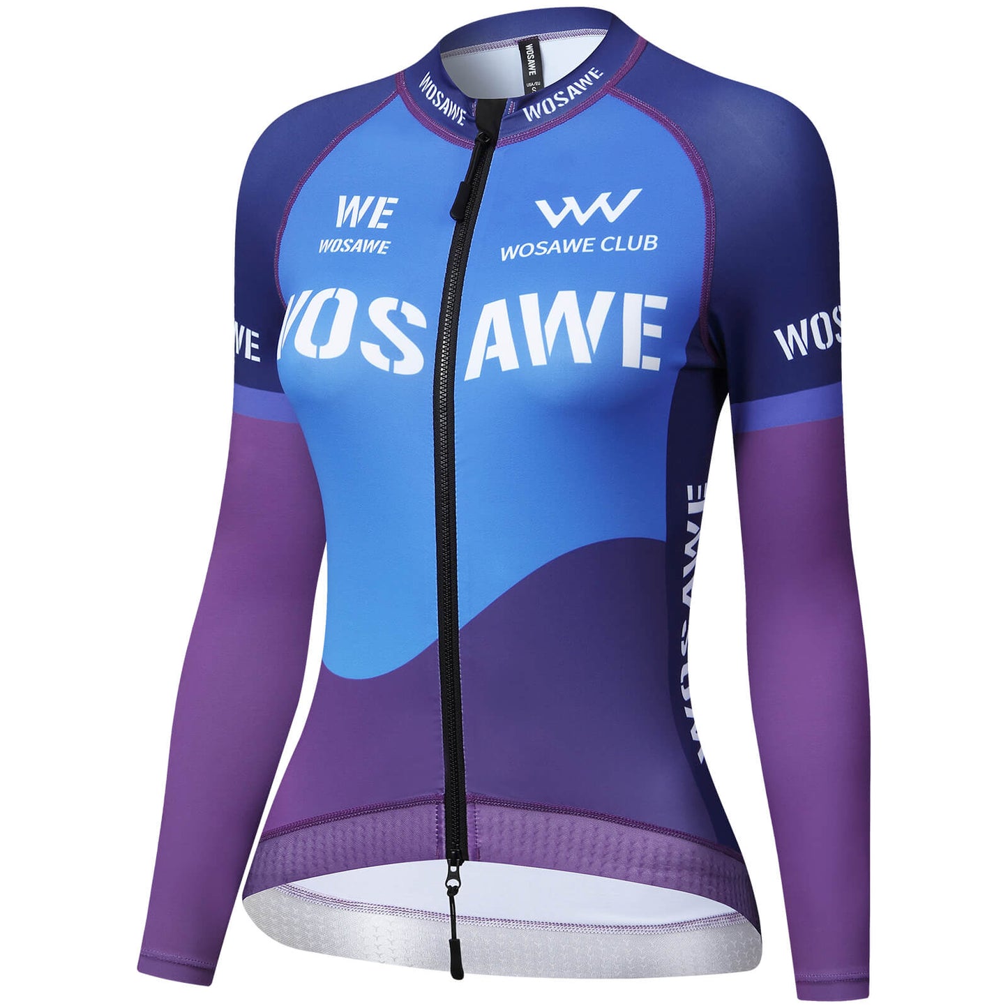 Damen Fahrradtrikot Langarm – Atmungsaktives Radtrikot mit 3 Rückentaschen