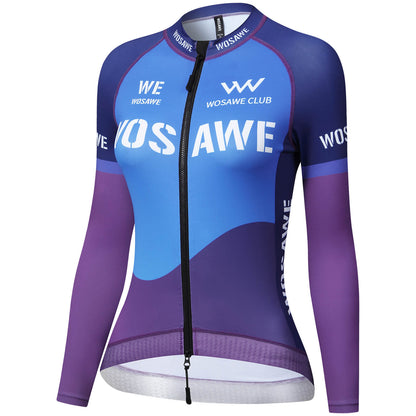 Damen Fahrradtrikot Langarm – Atmungsaktives Radtrikot mit 3 Rückentaschen