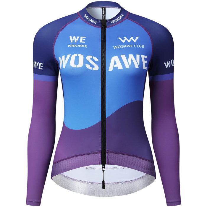 Damen Fahrradtrikot Langarm – Atmungsaktives Radtrikot mit 3 Rückentaschen
