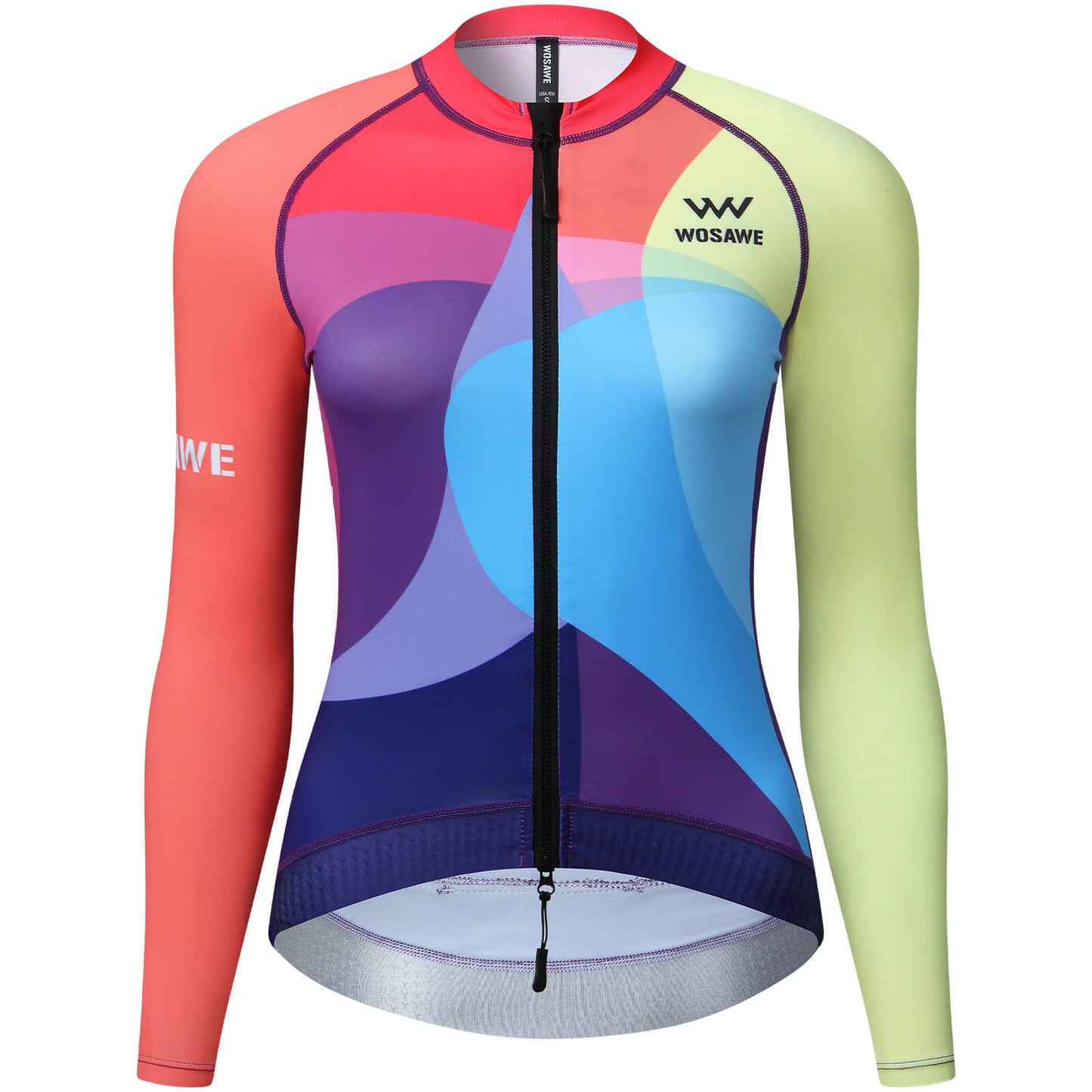 Damen Fahrradtrikot Langarm – Atmungsaktives Radtrikot mit 3 Rückentaschen