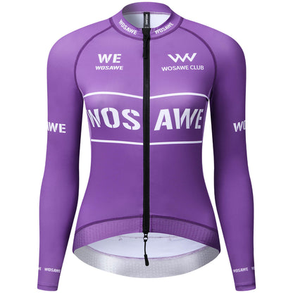 Damen Fahrradtrikot Langarm – Atmungsaktives Radtrikot mit 3 Rückentaschen