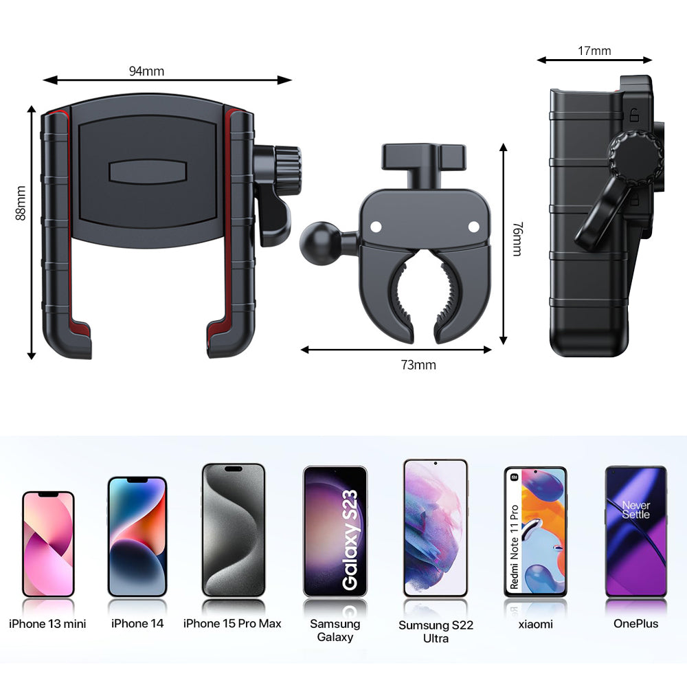 Fahrrad Handyhalterung für Smartphones mit 55–95 mm Breite