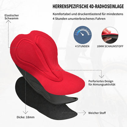 Fahrradhose Lang Herren– Atmungsaktiv mit 4D Sitzpolster & Seitentaschen
