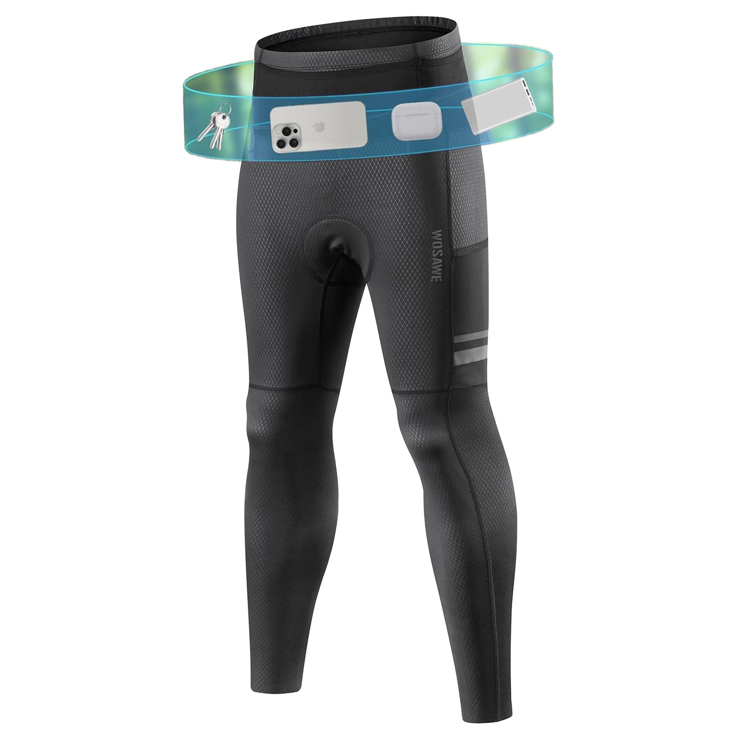 Fahrradhose Lang Herren– Atmungsaktiv mit 4D Sitzpolster & Seitentaschen