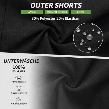 Herren 2-in-1 MTB Fahrradhose – Gepolstert, Atmungsaktiv und Schnelltrocknend