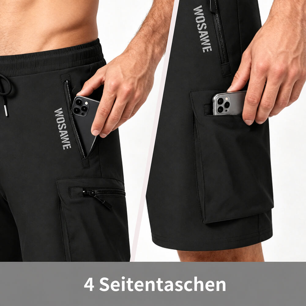 Herren 2-in-1 MTB Radhose mit 4D Sitzpolster & Cargotaschen