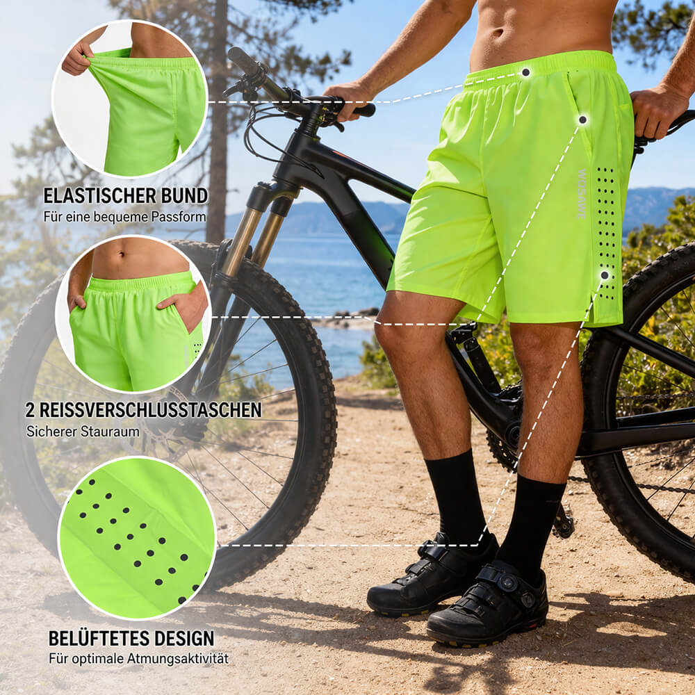 Herren Baggy Fahrradhose mit 3D-Sitzpolster – MTB Radhose für Freizeit und Radfahren