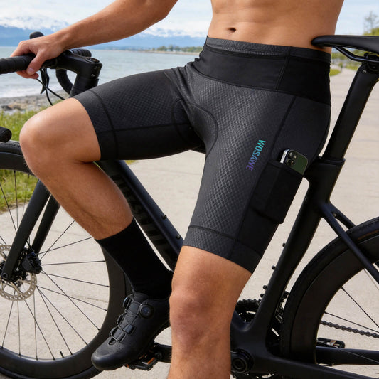 Herren Fahrrad-Kompressionsshorts mit Sitzpolster und Cargo-Taschen