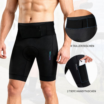 Herren Fahrrad-Kompressionsshorts mit Sitzpolster und Cargo-Taschen