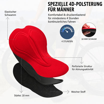 Herren Fahrrad-Kompressionsshorts mit Sitzpolster und Cargo-Taschen
