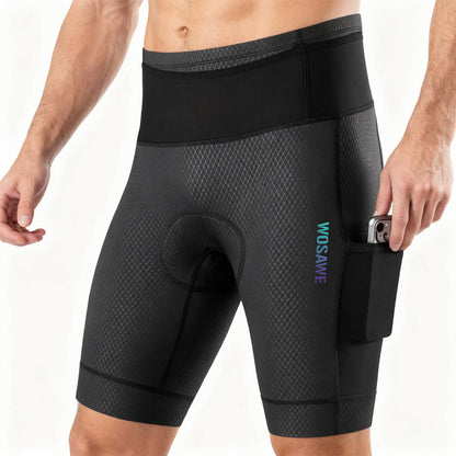 Herren Fahrrad-Kompressionsshorts mit Sitzpolster und Cargo-Taschen