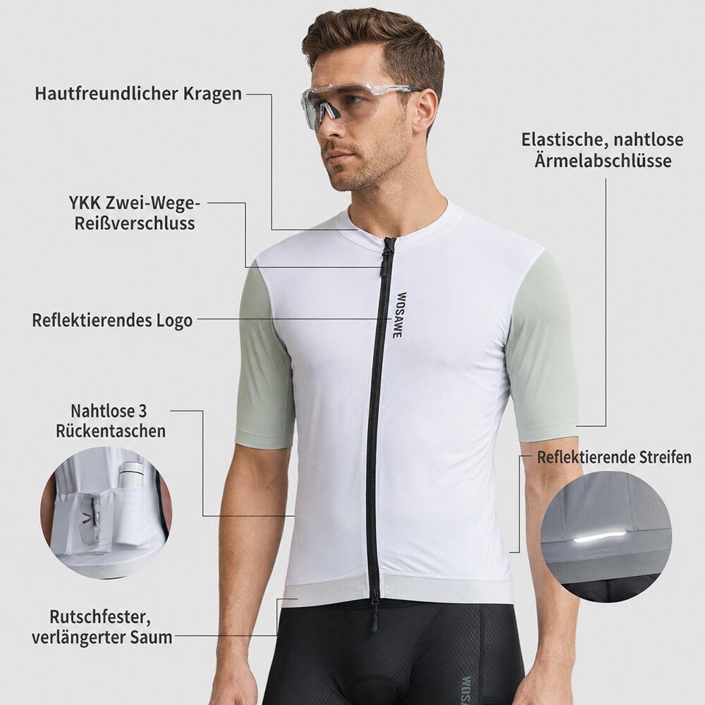 Herren Fahrradtrikot Kurzarm – Atmungsaktiv, Schnell trocknend, Elastisch