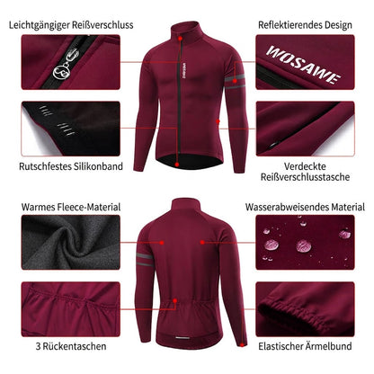 Herren Outdoor Fahrradjacke – Winddicht, mit Thermofleece und reflektierenden Elementen für Herbst und Winter