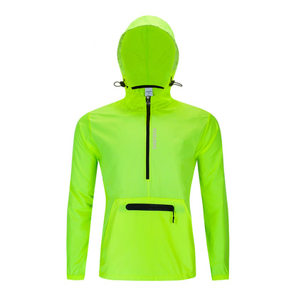 Herren Winddichte Fahrradjacke mit Kapuze – Halb-Reißverschluss Sport Windbreaker