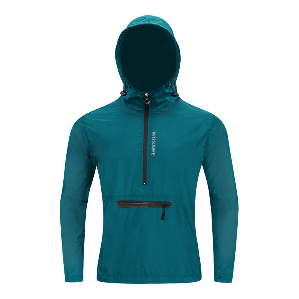 Herren Winddichte Fahrradjacke mit Kapuze – Halb-Reißverschluss Sport Windbreaker
