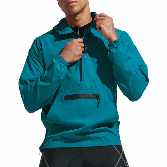 Herren Winddichte Fahrradjacke mit Kapuze – Halb-Reißverschluss Sport Windbreaker