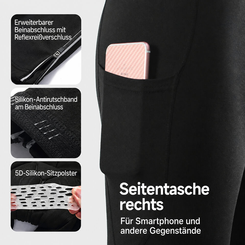 Herren Winter Fahrradhose mit Fleece-Futter und Sitzpolster – Warme Radhose