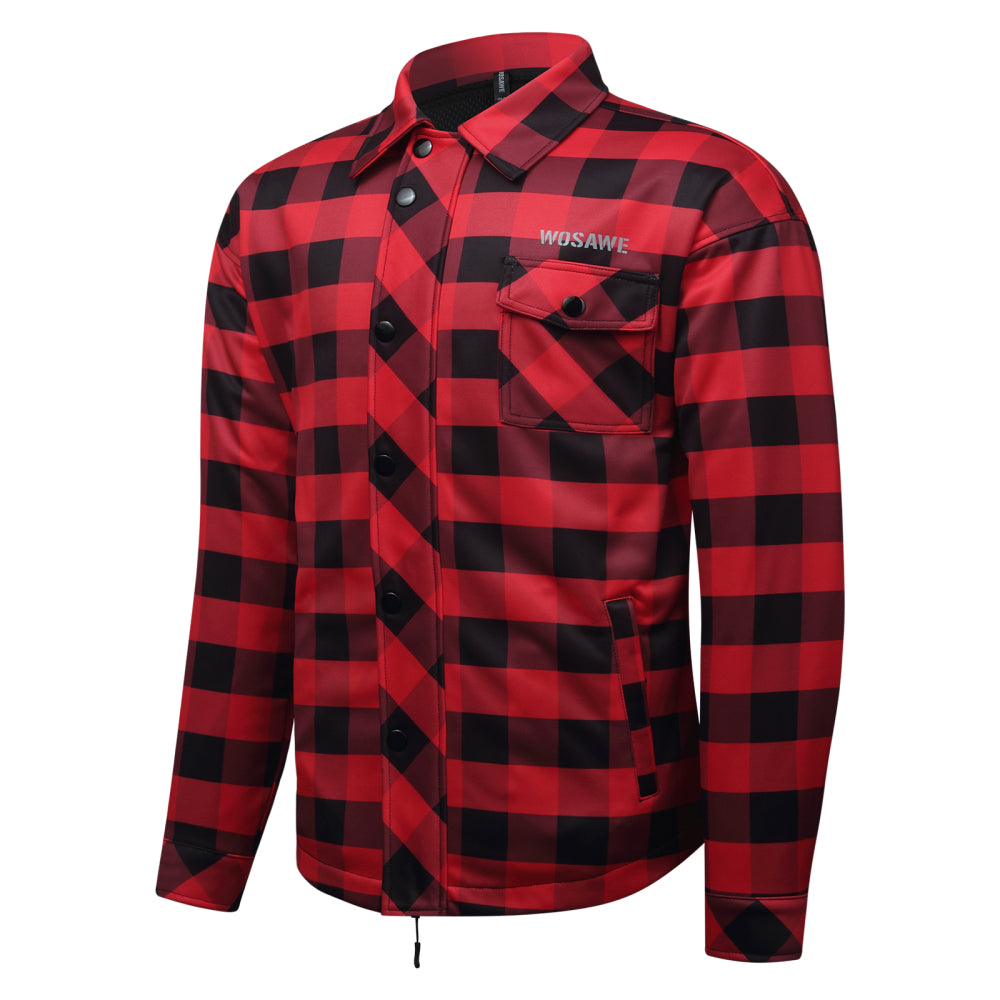 Karierte Unisex Motorradjacke mit Fleece-Futter für Herbst & Winter