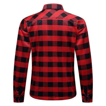 Karierte Unisex Motorradjacke mit Fleece-Futter für Herbst & Winter