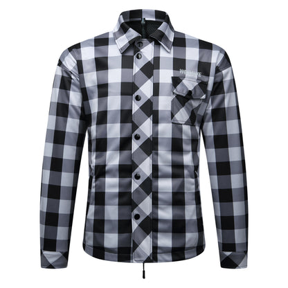 Karierte Unisex Motorradjacke mit Fleece-Futter für Herbst & Winter