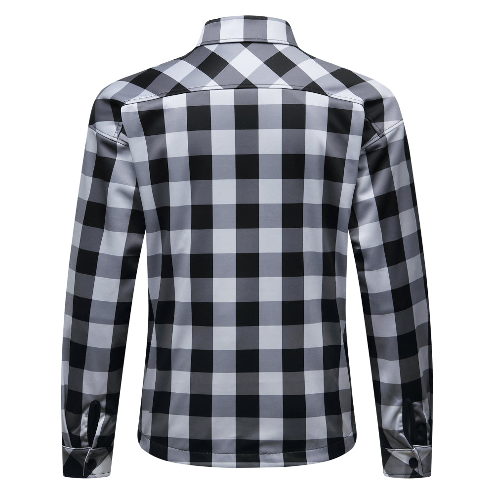 Karierte Unisex Motorradjacke mit Fleece-Futter für Herbst & Winter