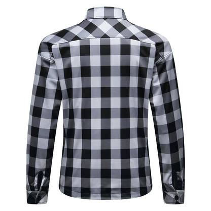 Karierte Unisex Motorradjacke mit Fleece-Futter für Herbst & Winter
