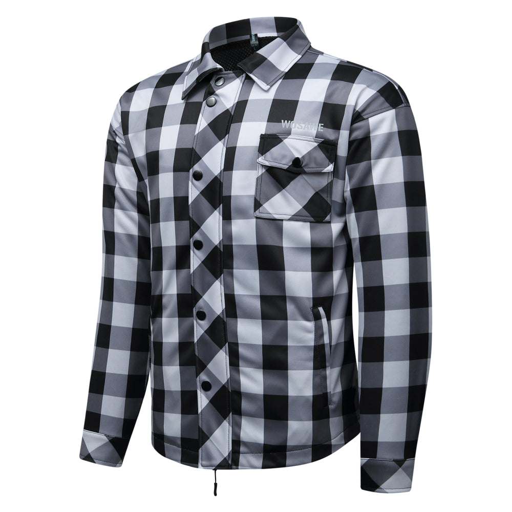 Karierte Unisex Motorradjacke mit Fleece-Futter für Herbst & Winter