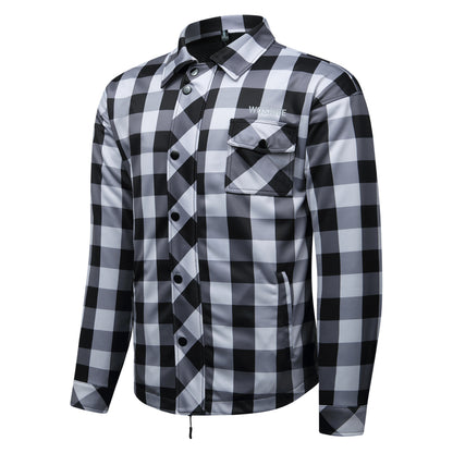 Karierte Unisex Motorradjacke mit Fleece-Futter für Herbst & Winter