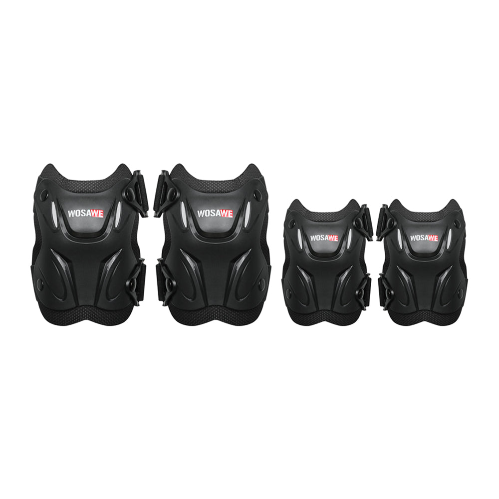 Motorrad Protektoren Set Knie & Ellbogen, PE-Hartschale, EVA, Verstellbar, Schwarz