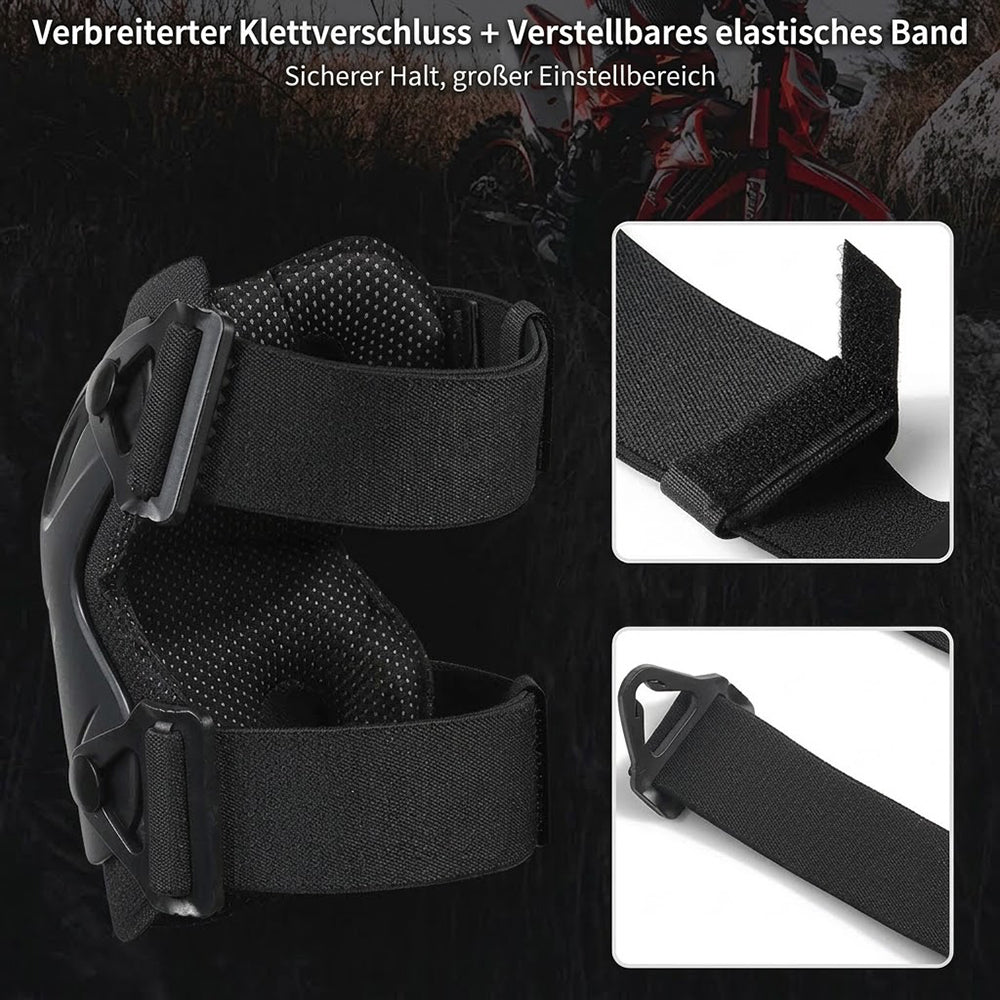Motorrad Protektoren Set Knie & Ellbogen, PE-Hartschale, EVA, Verstellbar, Schwarz