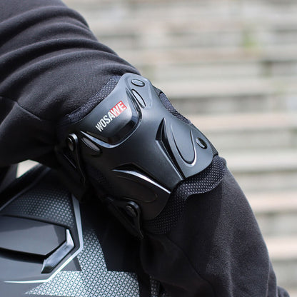 Motorrad Protektoren Set Knie & Ellbogen, PE-Hartschale, EVA, Verstellbar, Schwarz