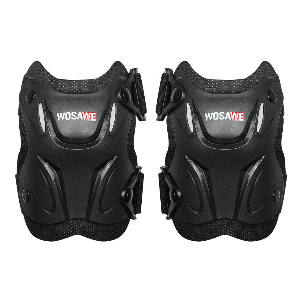 Motorrad Protektoren Set Knie & Ellbogen, PE-Hartschale, EVA, Verstellbar, Schwarz