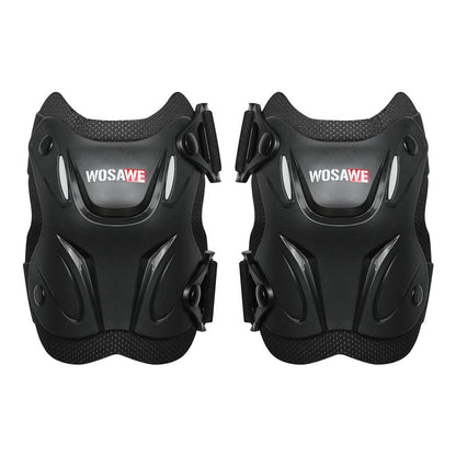 Motorrad Protektoren Set Knie & Ellbogen, PE-Hartschale, EVA, Verstellbar, Schwarz
