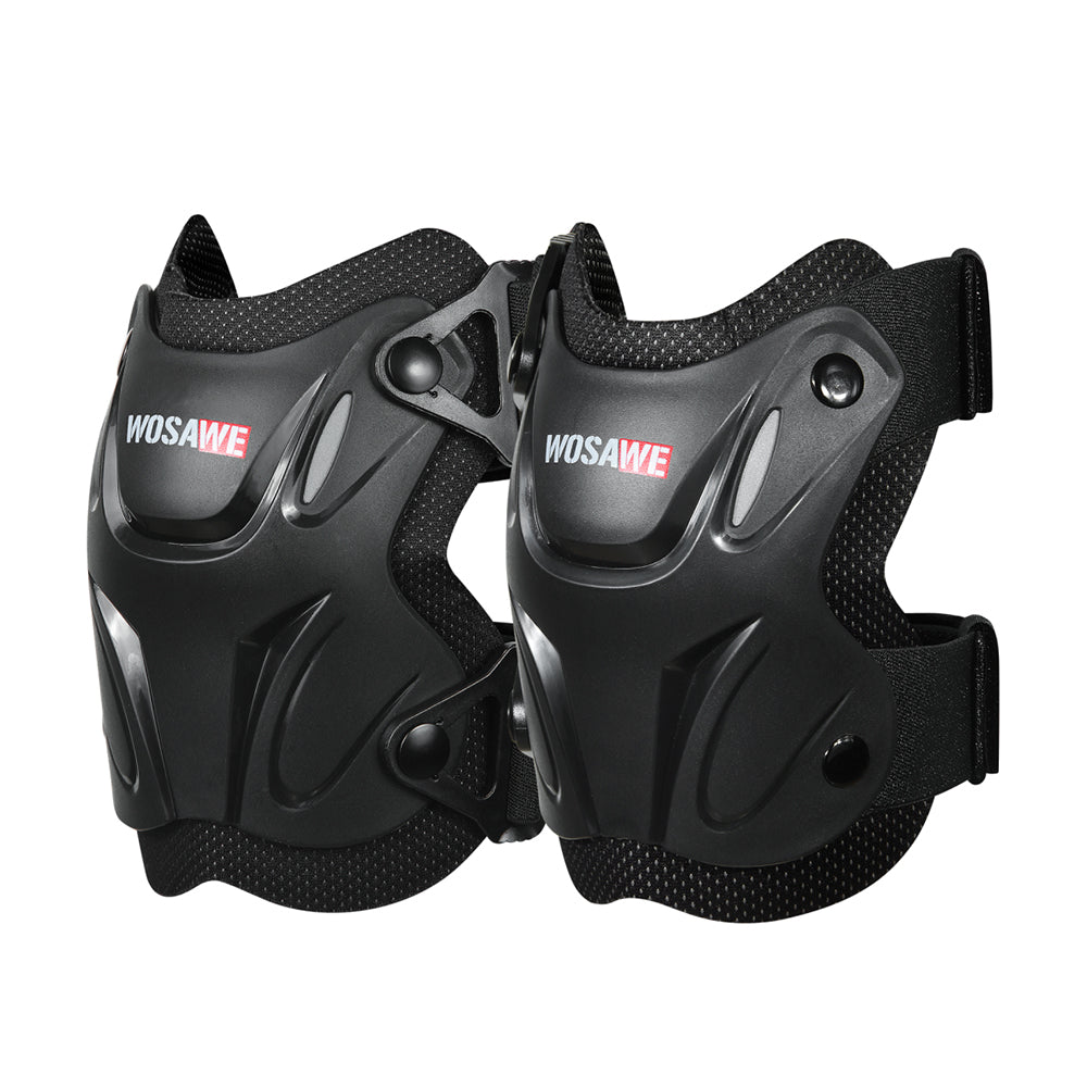 Motorrad Protektoren Set Knie & Ellbogen, PE-Hartschale, EVA, Verstellbar, Schwarz