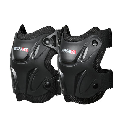 Motorrad Protektoren Set Knie & Ellbogen, PE-Hartschale, EVA, Verstellbar, Schwarz