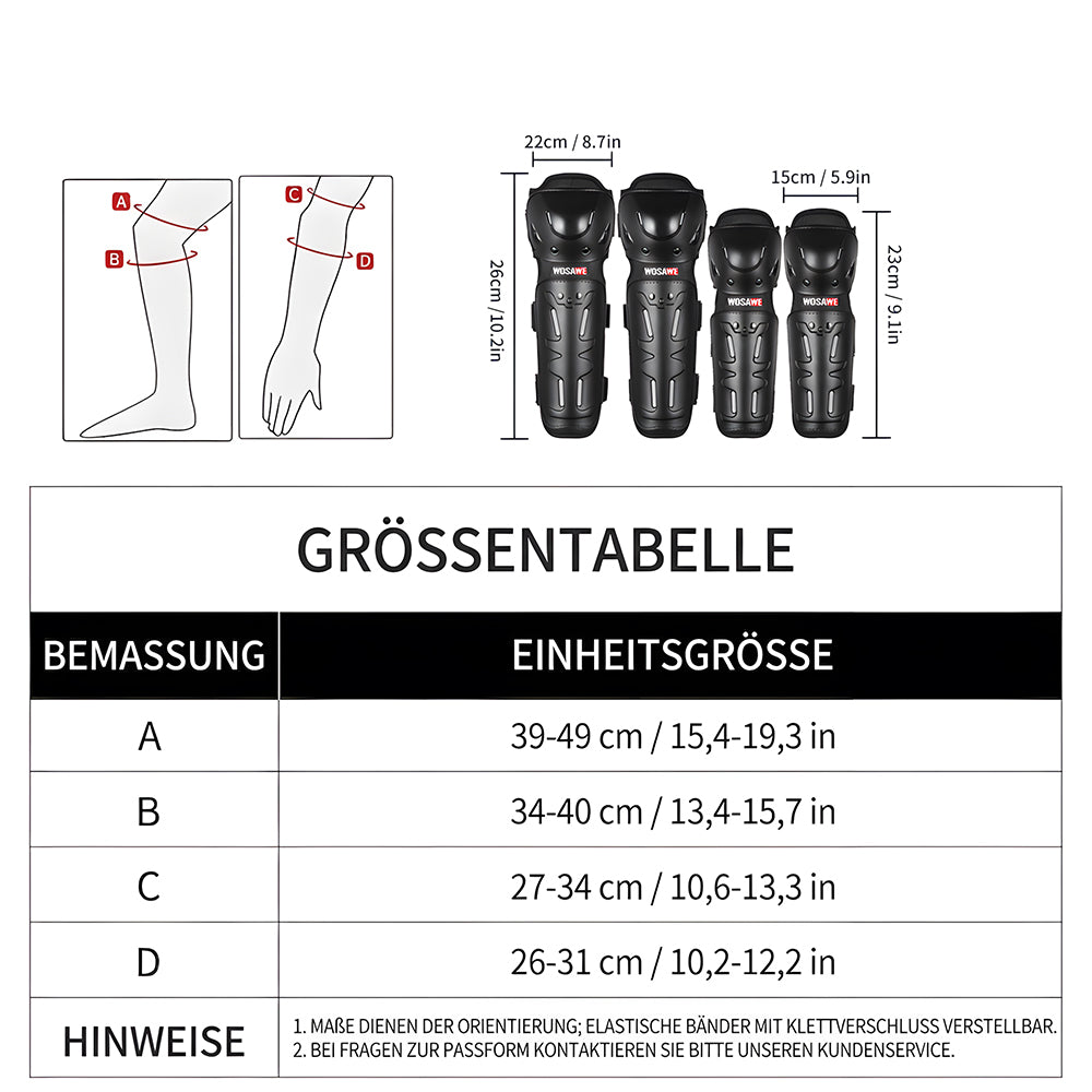 Motorrad Knieschoner & Ellenbogenschoner PE-Schale EVA Schwarz