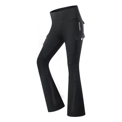 Motorradhose Damen Schlaghose High Waist Biker Leggings mit Protektorentaschen