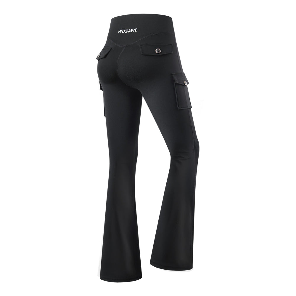Motorradhose Damen Schlaghose High Waist Biker Leggings mit Protektorentaschen