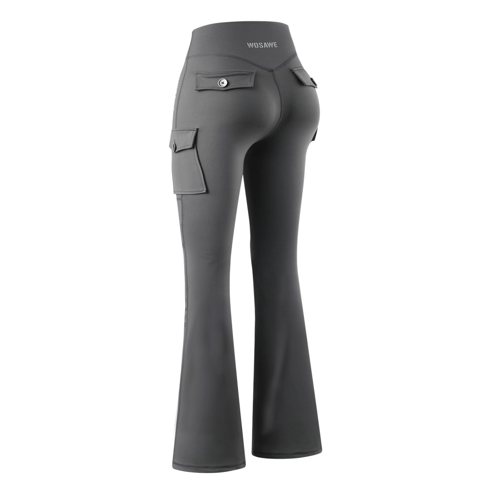 Motorradhose Damen Schlaghose High Waist Biker Leggings mit Protektorentaschen