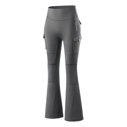 Motorradhose Damen Schlaghose High Waist Biker Leggings mit Protektorentaschen