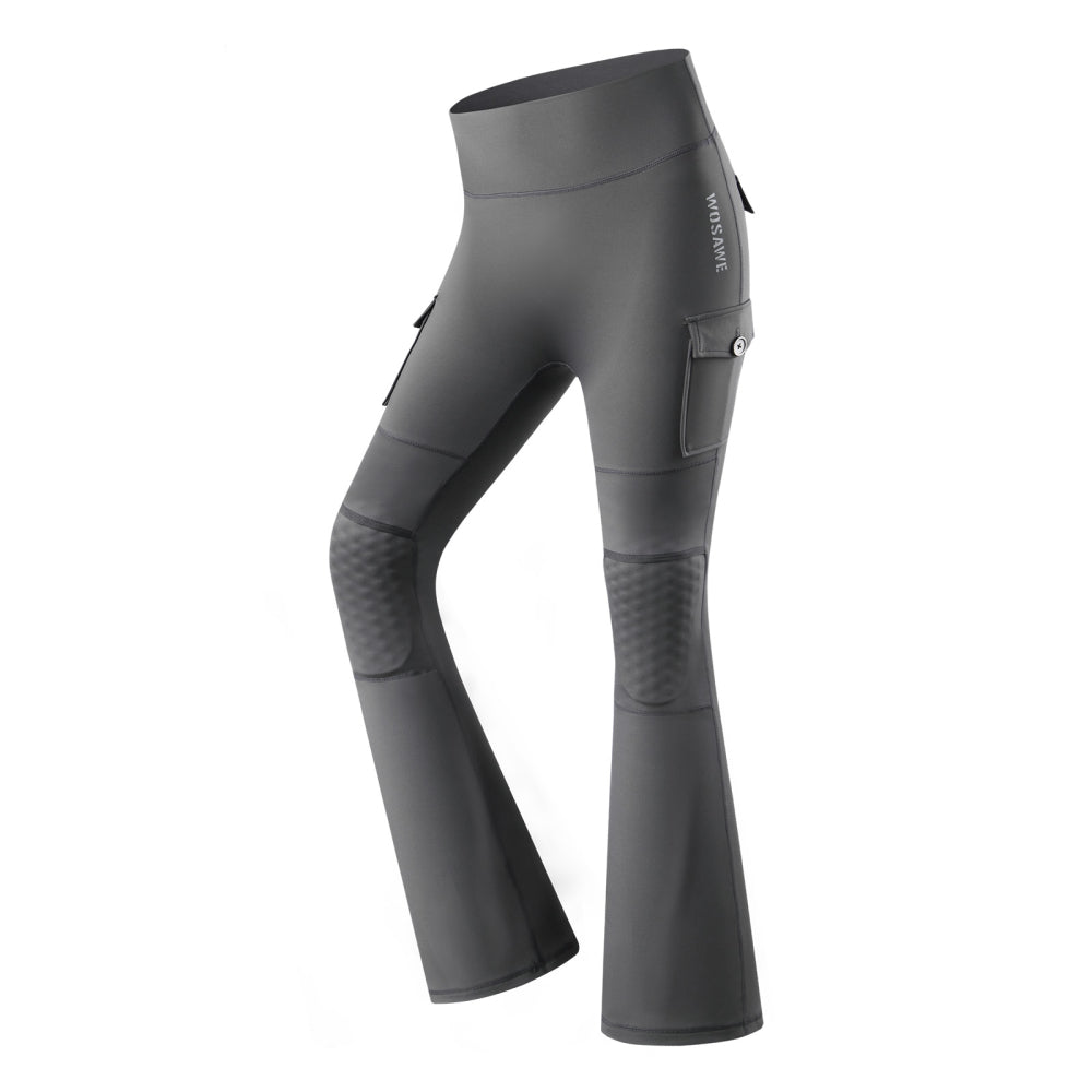 Motorradhose Damen Schlaghose High Waist Biker Leggings mit Protektorentaschen