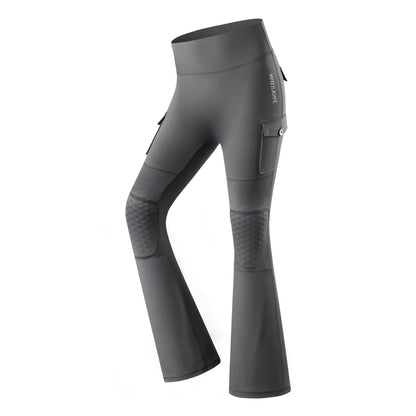 Motorradhose Damen Schlaghose High Waist Biker Leggings mit Protektorentaschen