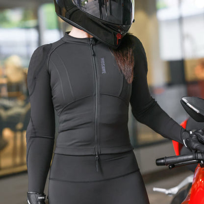 Motorradjacke Damen Atmungsaktiv & Elastisch mit Protektorentaschen (Ohne Protektoren)