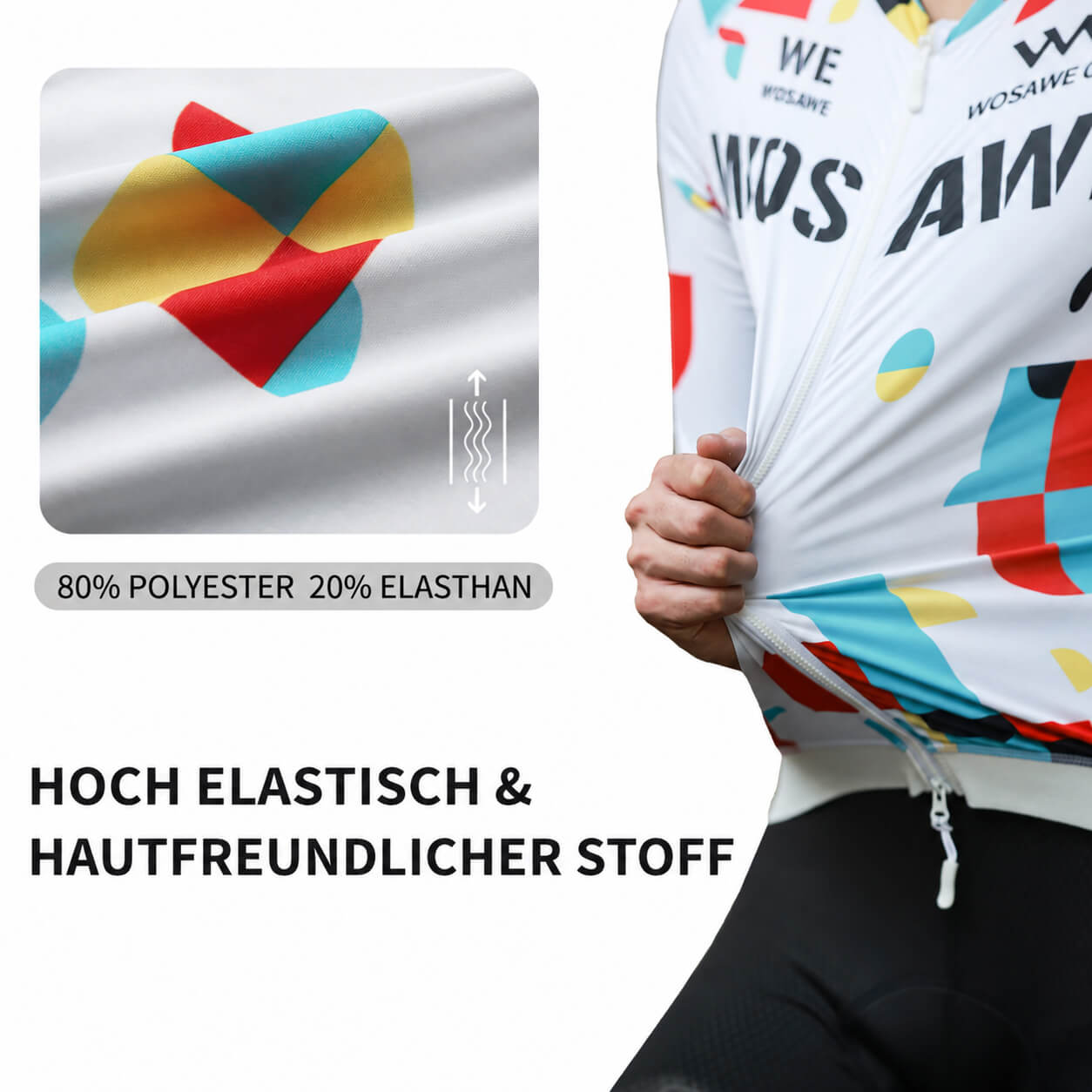 Radtrikot Herren Langarm mit 3 Rückentaschen – Leicht, Atmungsaktiv und Schnelltrocknend