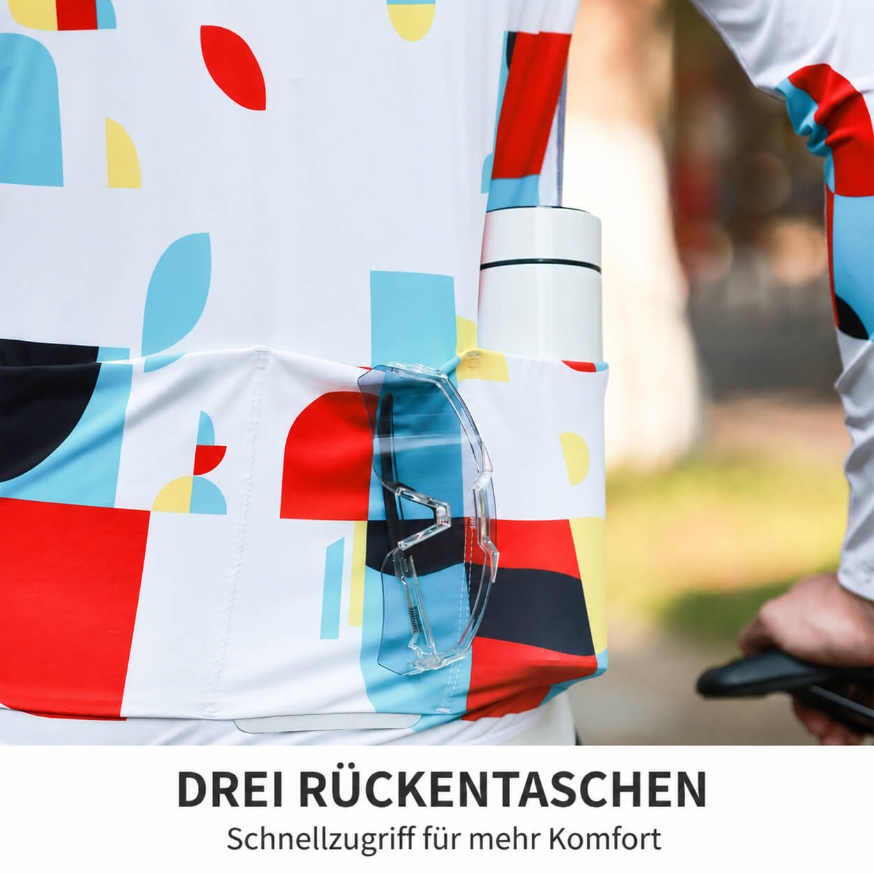 Radtrikot Herren Langarm mit 3 Rückentaschen – Leicht, Atmungsaktiv und Schnelltrocknend