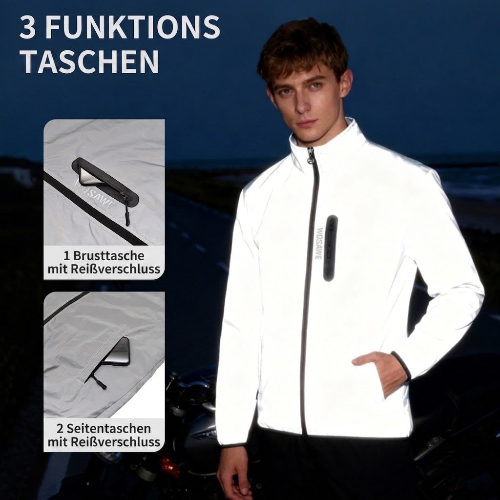 Reflektierende Fahrradjacke für Damen und Herren – Leichte MTB-Windjacke