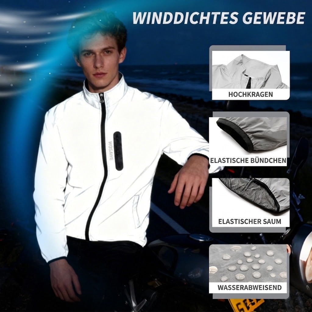 Reflektierende Fahrradjacke für Damen und Herren – Leichte MTB-Windjacke